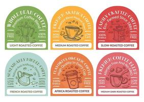 Label design set for wholebean coffee package vector