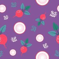 Vegetables and herbs, radish and dill pattern vector