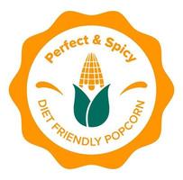 Perfect spicy diet friendly popcorn kernels label vector