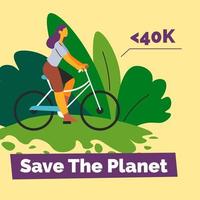 Save planet and ride bicycle, ecology alternative vector