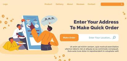 Enter your address to make quick order, online vector