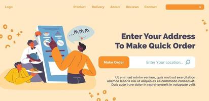 Enter your address to make quick order, online vector