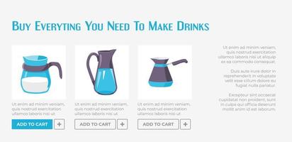 Buy everything you need to make drinks website vector