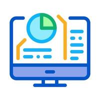 pie chart in computer icon vector outline illustration