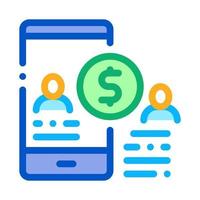 transfer money to person via phone icon vector outline illustration