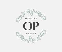 OP Initials letter Wedding monogram logos collection, hand drawn modern minimalistic and floral templates for Invitation cards, Save the Date, elegant identity for restaurant, boutique, cafe in vector