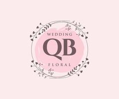 QB Initials letter Wedding monogram logos template, hand drawn modern minimalistic and floral templates for Invitation cards, Save the Date, elegant identity. vector