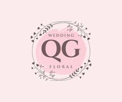 QG Initials letter Wedding monogram logos template, hand drawn modern minimalistic and floral templates for Invitation cards, Save the Date, elegant identity. vector