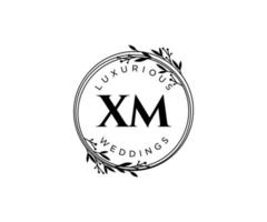 plantilla de logotipos de monograma de boda con letras iniciales xm, plantillas florales y minimalistas modernas dibujadas a mano para tarjetas de invitación, guardar la fecha, identidad elegante. vector