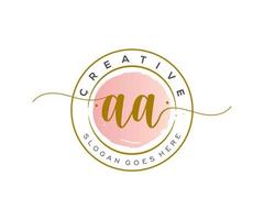 initial AA Feminine logo beauty monogram and elegant logo design, handwriting logo of initial signature, wedding, fashion, floral and botanical with creative template. vector