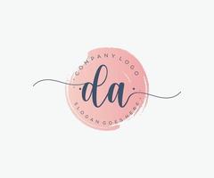 Initial DA feminine logo. Usable for Nature, Salon, Spa, Cosmetic and Beauty Logos. Flat Vector Logo Design Template Element.