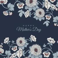Happy mother day,Hand drawn bunch of flower on navy blue background for backdrop or sale advertisement vector