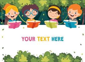 Cartoon Illustration Of Children Reading BooK vector