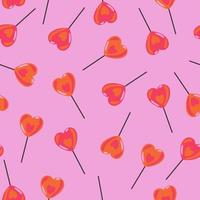 Seamless pattern with red candy hearts. Vector graphics.