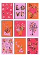 Set of postcards to valentine's day isolated on white background. Vector graphics.