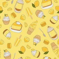 Seamless pattern with lemon desserts. Vector graphics.