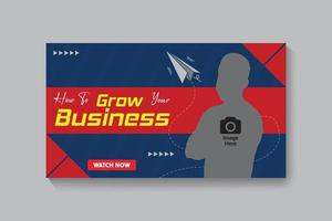 Business grow thumbnail background, web banner, and social media cover template vector