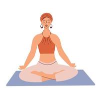 Person in lotus position, meditation practice concept vector