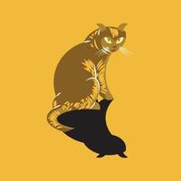 mysterious cat and its shadow vector design