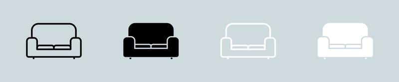 Couch icon set in black and white. Sofa signs vector illustration.