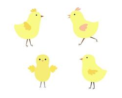 Cute little chicken set, Easter spring holiday vector illustration