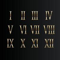 Gold Roman Numerals set. Elegant ancient number golden luxury math for templates and counting. vector