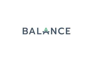 balance logo with balanced scales on letter A vector