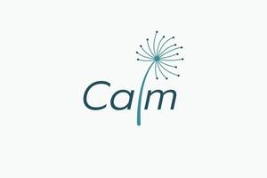 calm logo with a combination of calm lettering and a dandelion for the letter L vector