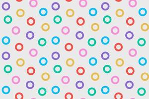 Festive seamless retro pattern with random bright colorful circles. Cute trendy polka dot horizontal background. Abstract geometric banner template with multicolored rings. Design for textile, fabric vector