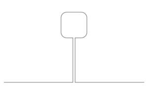 Single continuous line drawing template of square road sign. One line draw vector illustration.