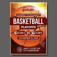 vector de cartel de baloncesto. diseño para la promoción de bares deportivos. pelota de baloncesto. torneo moderno. ilustración de evento de juego