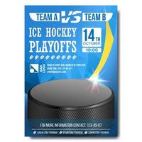 vector de póster de hockey sobre hielo. diseño para la promoción de bares deportivos. disco de hockey sobre hielo. tamaño a4. Torneo de campeonato de invierno moderno. ilustración del juego