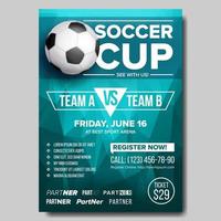 Soccer Poster Vector. Football Ball. Design For Sport Bar Promotion. Tournament, Championship Flyer Design. Football Club, Academy Flyer. Invitation Illustration vector