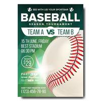 Baseball Poster Vector. Sports Bar Event Announcement. Ball. Banner Advertising. Professional League. Event Template Illustration vector