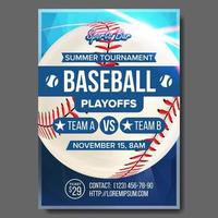 Baseball Poster Vector. Design For Sport Bar Promotion. Baseball Ball. Modern Tournament. Baseman, Batter, Hitter. Game Flyer Blank Illustration vector