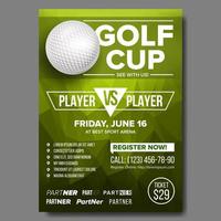 Golf Poster Vector. Golf Ball. Vertical Design For Sport Bar Promotion. Tournament, Championship Flyer Design. Golf Club Flyer. Invitation Label Illustration vector