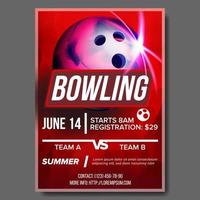 Bowling Poster Vector. Banner Advertising. Sport Event Announcement. Ball. A4 Size. Announcement, Game, League Design. Championship Layout Blank Label Illustration vector