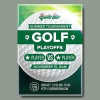 vector de póster de golf. diseño para la promoción de bares deportivos. pelota de golf. torneo moderno. tamaño a4. plantilla de volante de liga de golf de campeonato. ilustración del juego