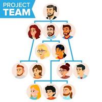 Teamwork Flow Chart Vector. Company Hierarchical Diagram. Communication Graphic Tree. Company Organization Branches. Illustration vector