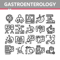 conjunto de iconos de gastroenterología y hepatología vector