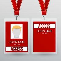 Press Pass Id Card Vector. Plastic Badge Template To Business Conference. Realistic Mock Up Illustration. vector