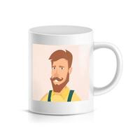 taza personalizada con vector de impresión. cara impresa. plantilla de impresión de taza de foto ilustración aislada