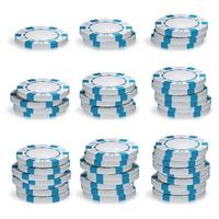 White Poker Chips Stacks Vector. 3D Set. Plastic Round Poker Gambling Chips Sign Isolated On White. Casino Jackpot Concept Illustration. vector