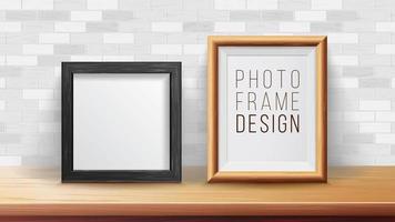 Frames Background Concept Vector. Good For Your Exhibition Design. Realistic Shadows. Brick Wall Background. Front View Illustration. vector