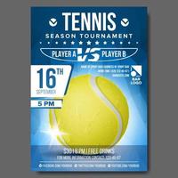 Tennis Poster Vector. Banner Advertising. A4 Size. Sport Event Announcement. Announcement, Game, League, Camp Design. Championship Illustration vector