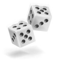 Playing Dice Vector Set. Realistic 3D Illustration Of Two White Dice With Shadow. Game Dice Set