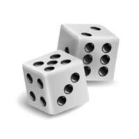 Playing Dice Vector Set. Realistic 3D Illustration Of Two White Dice With Shadow. Game Dice Set