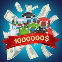 Casino Winner Background Vector. Poker Chips. Cash Winning Prize Money Concept Illustration vector