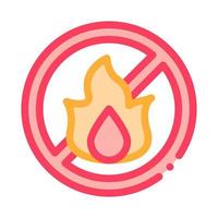 Strikethrough Flame Icon Outline Illustration vector