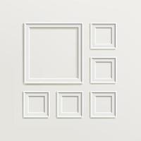 Blank Picture Frame Template Composition Set. Gallery Interior With Empty Wooden Frames Indoor Vector Design